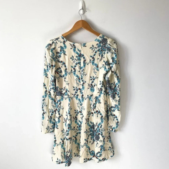 Aritzia Sunday Best Coco Long Sleeve Dress Cream Blue Size 4 - Picture 7 of 10